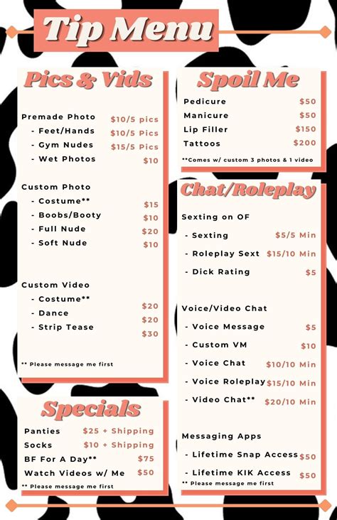 onlyfans price menu|OnlyFans Menu: A Comprehensive Guide to Creator Offerings